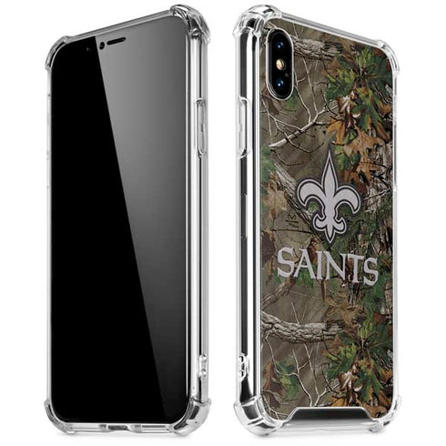NFL New Orleans Saints Realtree Xtra Green Camo iPhone XS Max Clear Case